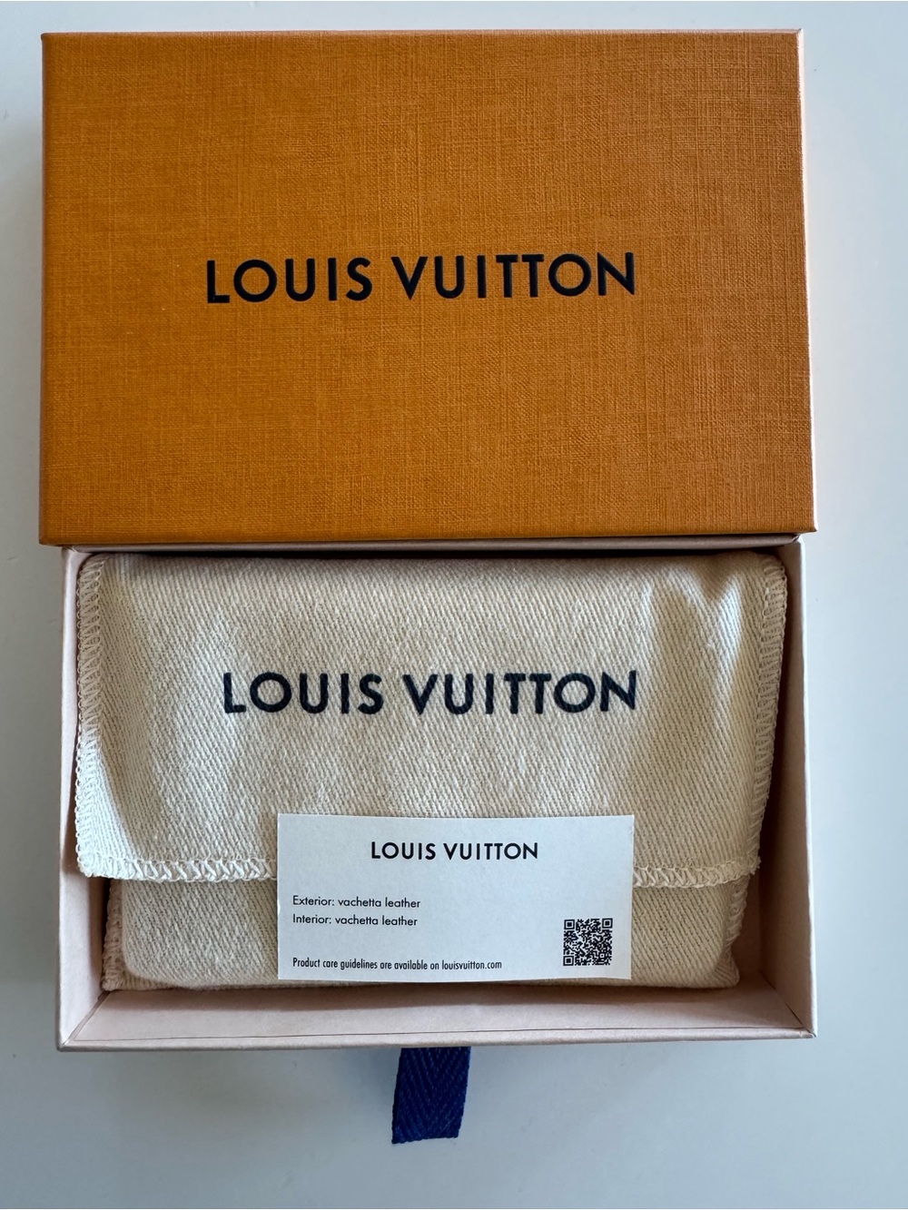 Louis Vuitton Orange Box with Cream Dust Bag and Black Logo